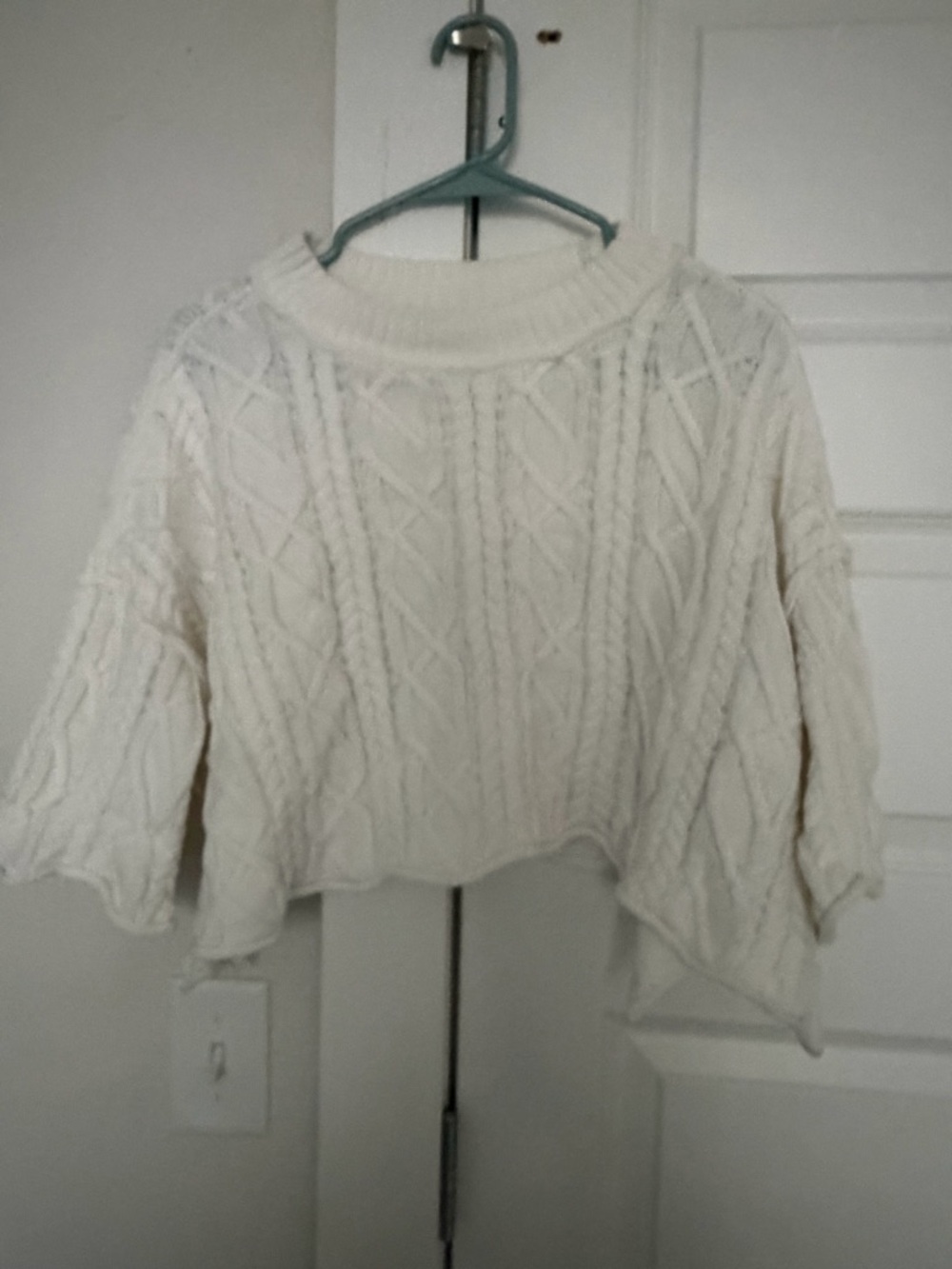 Altar'd State Cream Cable Knit Cropped Sweater